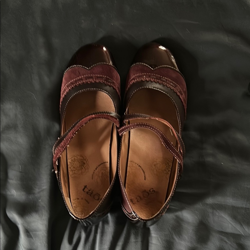 Taos Brown and Burgundy Mary Jane Shoes